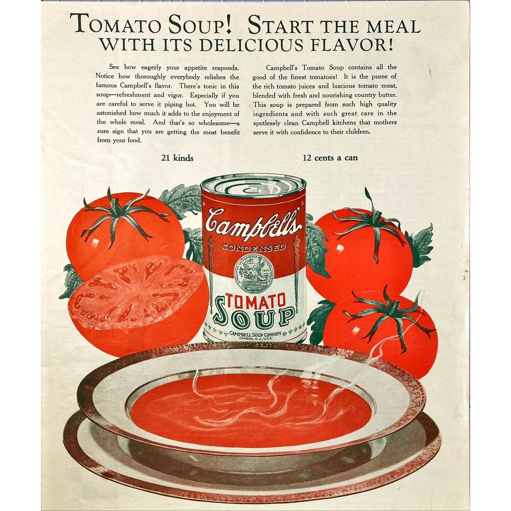 Campbell's Tomato Soup "Start the meal with it Delicious Flavor!" Print Ad 1926